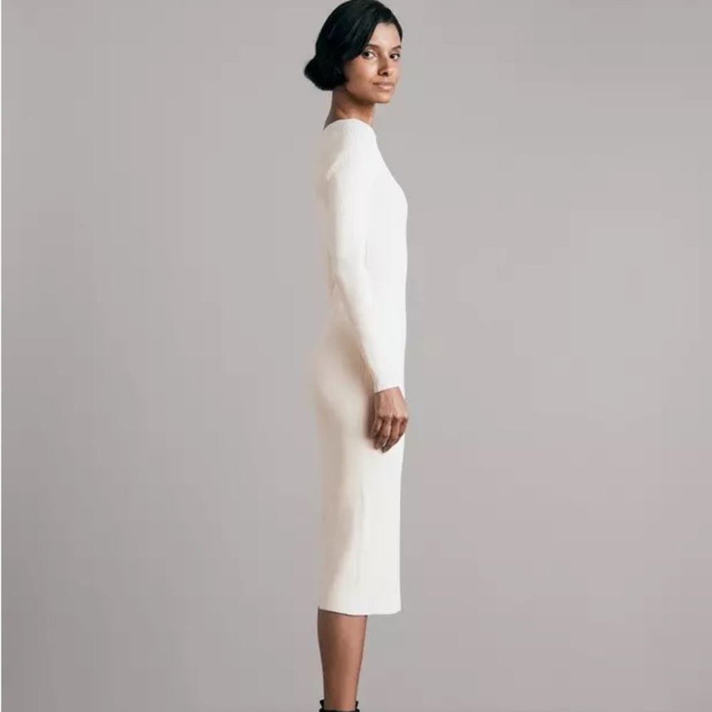 Rag & Bone Ivory White Long Sleeve Knit Sweater Dress Size L - Picture 2 of 13